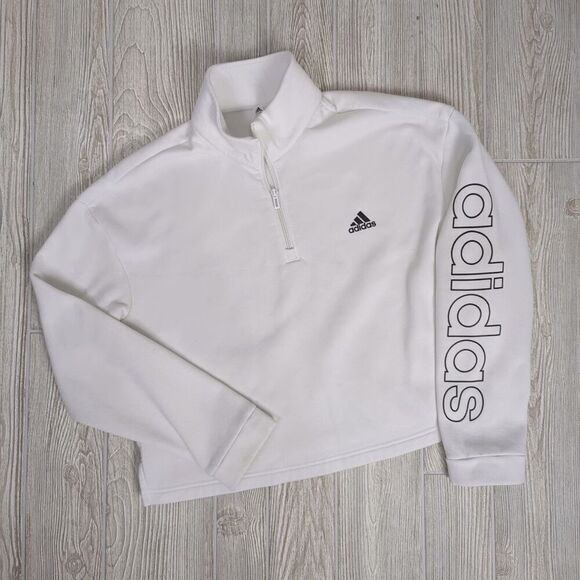 Adidas Collection Prime Green Women's XL Spellout 1/4 Zip Pullover Sweater $100 - Picture 1 of 5
